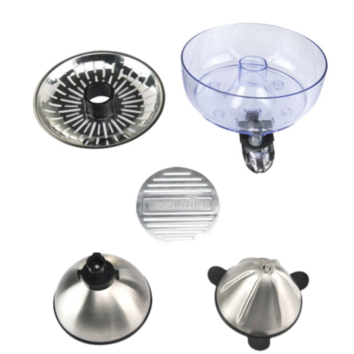 Bourgini Exprimidor Semi Profesional, Cuerpo y Cono de Acero Inoxidable, Palanca Metálica, Motor 130W Potente y Silencioso, Antigoteo, Fácil de Limpiar