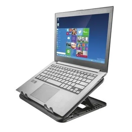 Trust Soporte Refrigerador Portátil Cyclone Negro 17866 con 2 Ventiladores Silenciosos, Ajustable 8 Niveles, hasta 16"