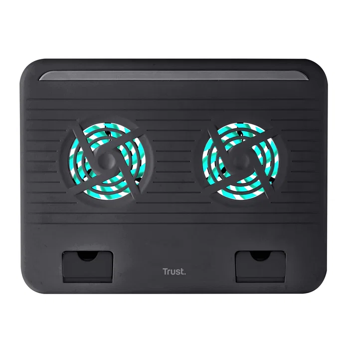 Trust Soporte Refrigerante para Portátil Cyclone Negro - Base de Refrigeración con 2 Ventiladores USB hasta 15.6" - Altura Ajustable 8 Niveles