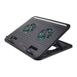 Trust Soporte Refrigerante para Portátil Cyclone Negro - Base de Refrigeración con 2 Ventiladores USB hasta 15.6" - Altura Ajustable 8 Niveles