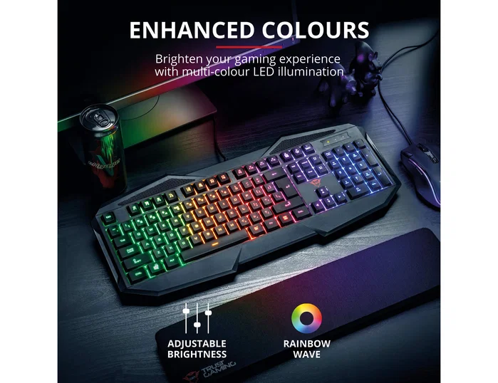 Trust GXT 830-RW Avonn Teclado Gaming Iluminación Rainbow