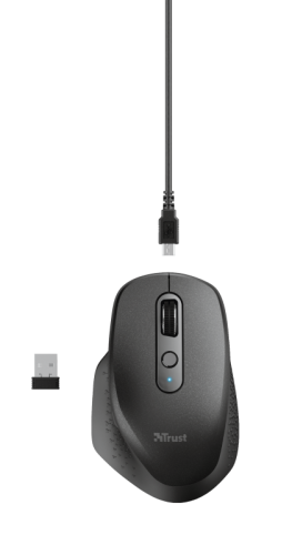 Trust Ozaa Ratón Ergonómico Inalámbrico con Batería Recargable, Clic Silencioso y DPI Ajustable hasta 2400 Trust Ozaa Ratón Ergonómico Inalámbrico con Batería Recargable, Clic Silencioso y DPI Ajustable hasta 2400