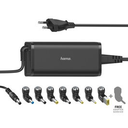 HAMA Cargador Portátil Universal 90W para Portátil con 8 Adaptadores Incluidos, Cable Integrado, Negro (00200003)