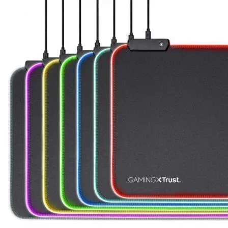 Trust Gaming Alfombrilla GXT 764 Glide Flex XXL RGB, 300 x 930mm, Superficie Textil Suave, Bordes Iluminados, Antideslizante, Gaming, 23395