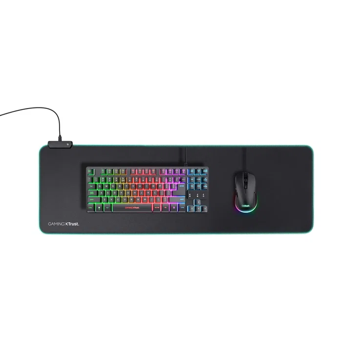 Trust GXT 764 Glide-Flex XXL Alfombrilla de Ratón Gaming con Iluminación RGB, Superficie Textil, Base Antideslizante - Negro