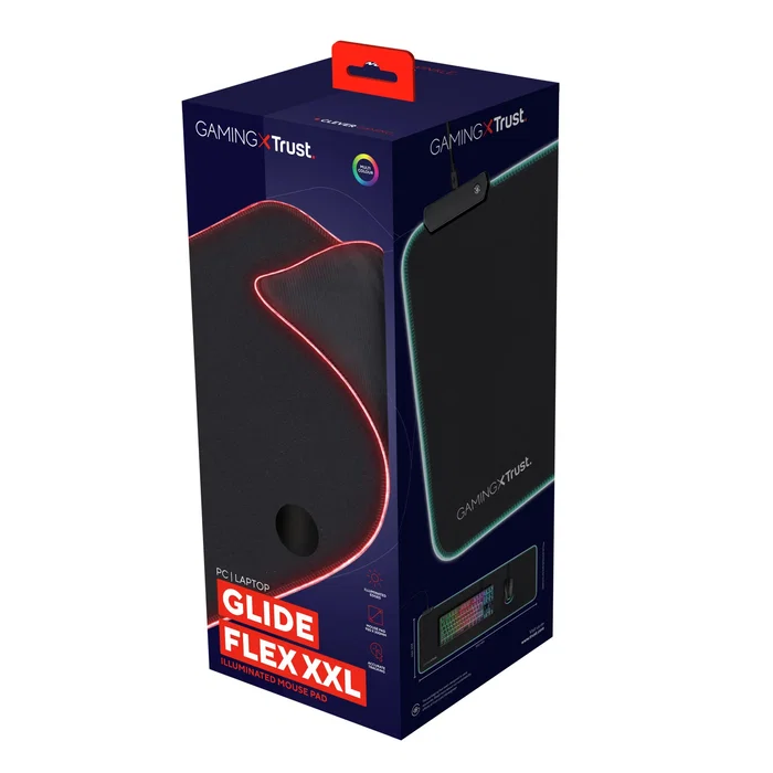 Trust GXT 764 Glide-Flex XXL Alfombrilla de Ratón Gaming con Iluminación RGB, Superficie Textil, Base Antideslizante - Negro