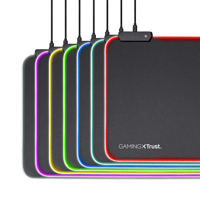 Trust GXT 764 Glide-Flex XXL Alfombrilla de Ratón Gaming con Iluminación RGB, Superficie Textil, Base Antideslizante - Negro