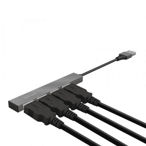 Trust Halyx Hub USB 2.0 de 4 puertos, Aluminio Gris