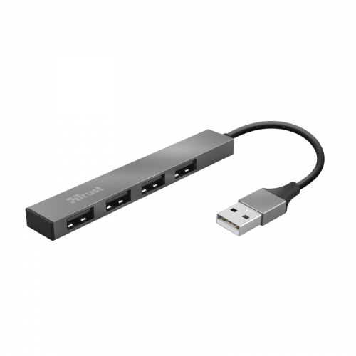 Trust Halyx Hub USB 2.0 de 4 puertos, Aluminio Gris