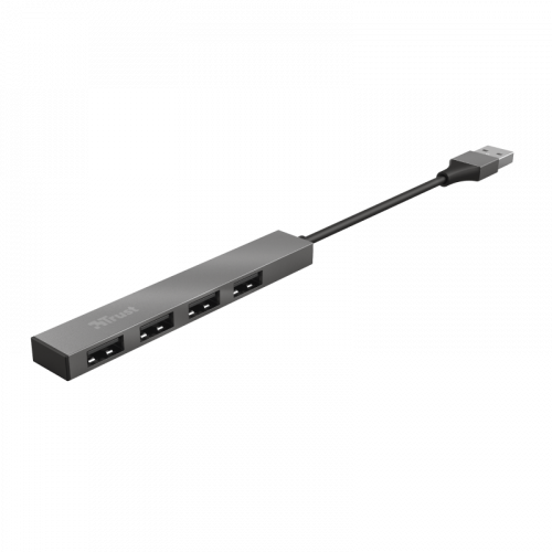 Trust Halyx Hub USB 2.0 de 4 puertos, Aluminio Gris