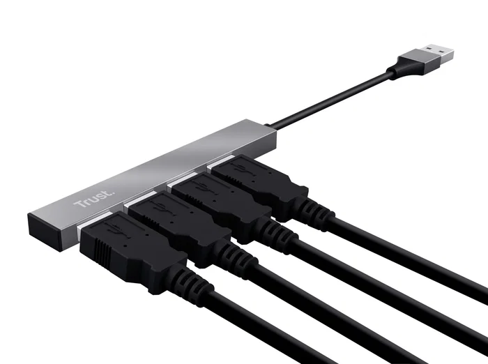 Trust Halyx Hub USB 2.0 de 4 puertos, Aluminio
