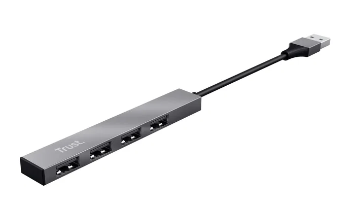 Trust Halyx Hub USB 2.0 de 4 Puertos - 480 Mbit/s - Carcasa de Aluminio