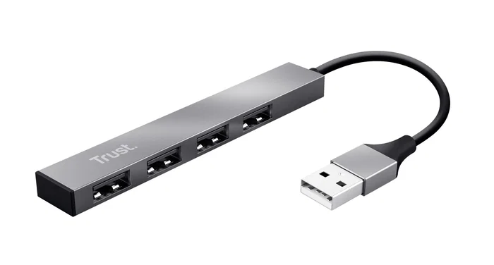 Trust Halyx Hub USB 2.0 de 4 puertos, Aluminio Trust Halyx Hub USB 2.0 de 4 puertos, Aluminio
