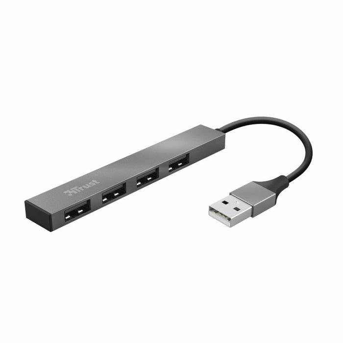 Trust Halyx Hub USB 2.0 de 4 puertos, Aluminio Gris