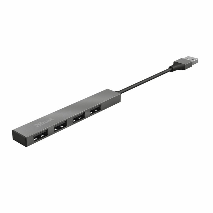 Trust Halyx Hub USB 2.0 de 4 puertos, Aluminio Gris