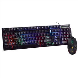 Elbe PTR-103-G Pack Teclado y Ratón Gaming con Cable y Luces LED
