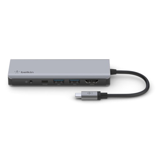 Belkin AVC009btSGY Adaptador USB 3.2 Gen 1 (3.1 Gen 1) Tipo-C con Suministro de Potencia USB de 100W, Plata