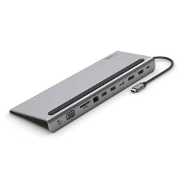 Belkin INC004BTSGY Base Dock USB-C Multipuerto con HDMI, DisplayPort, VGA, USB-A, Ethernet, Jack 3.5 mm, SD, 100W PD - Color Gris