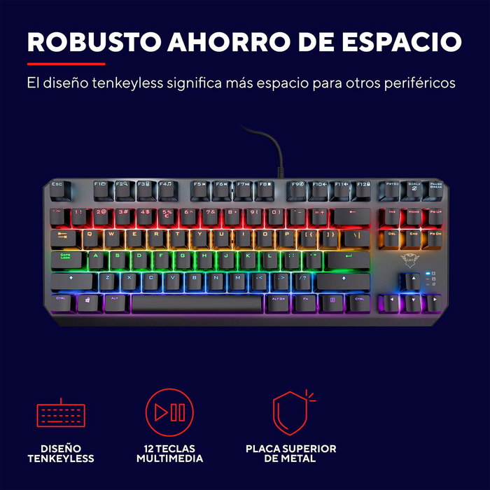 Trust GXT 834 Callaz Teclado Mecánico TKL RGB Negro Trust GXT 834 Callaz Teclado Mecánico TKL RGB Negro