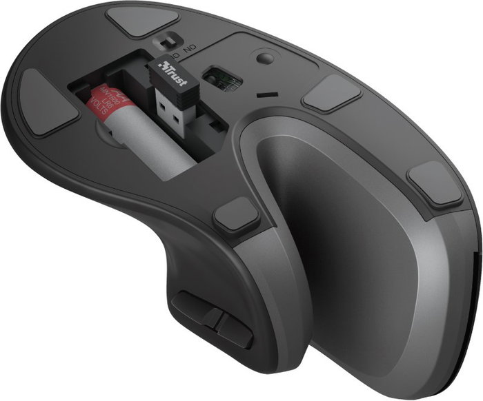 Trust Ratón Vertical Inalámbrico Verro Negro 6 Botones 1600 DPI USB