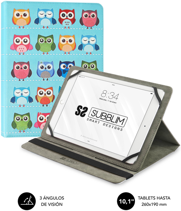 Subblim Trendy Case Owls Funda Universal para Tablet de hasta 10.1 pulgadas