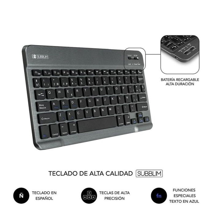 Subblim Keytab Pro Bluetooth Funda con Teclado Negro para Tablet de 10.1 pulgadas