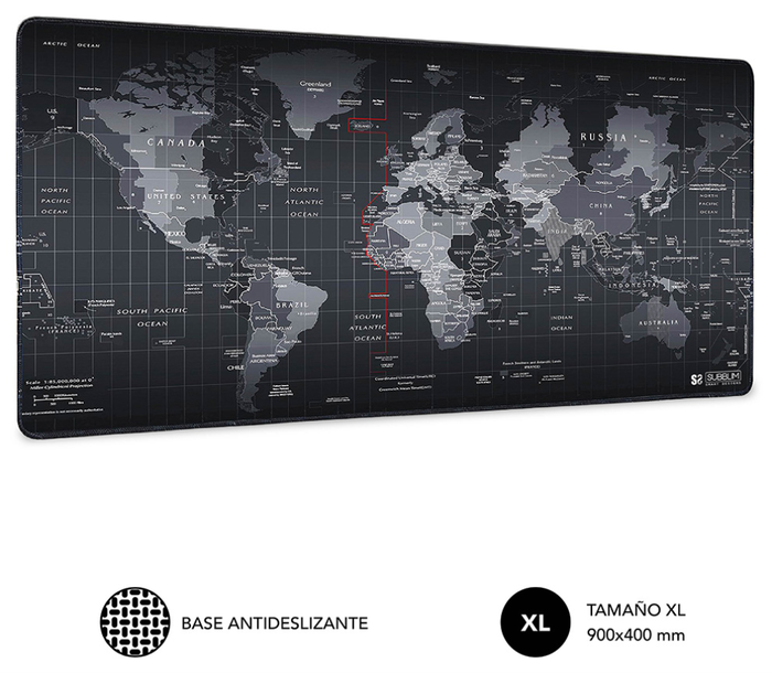 Subblim World XL Alfombrilla Gaming 90x40 cm Negro