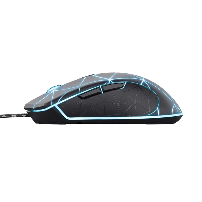 Trust GXT 133 Locx Ratón Gaming Óptico 4000 DPI USB, Diseño Ambidiestro, 6 Botones, Iluminación LED RGB de 4 Colores, Cable Trenzado 1.8m, Para PC Windows 10/8/7 - Negro