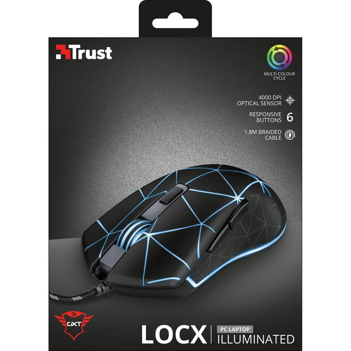 Trust GXT 133 Locx Ratón Gaming Negro