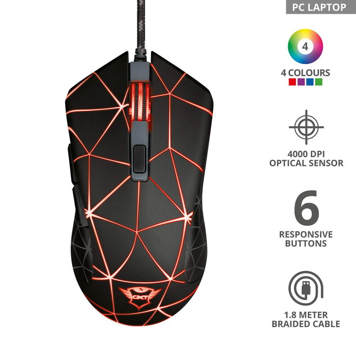 Trust GXT 133 Locx Ratón Gaming Negro