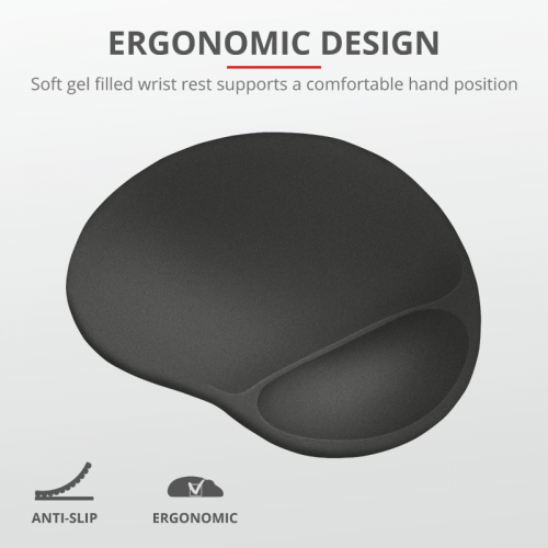Trust BigFoot XL Alfombrilla Ergonómica con Reposamuñecas de Gel Negro