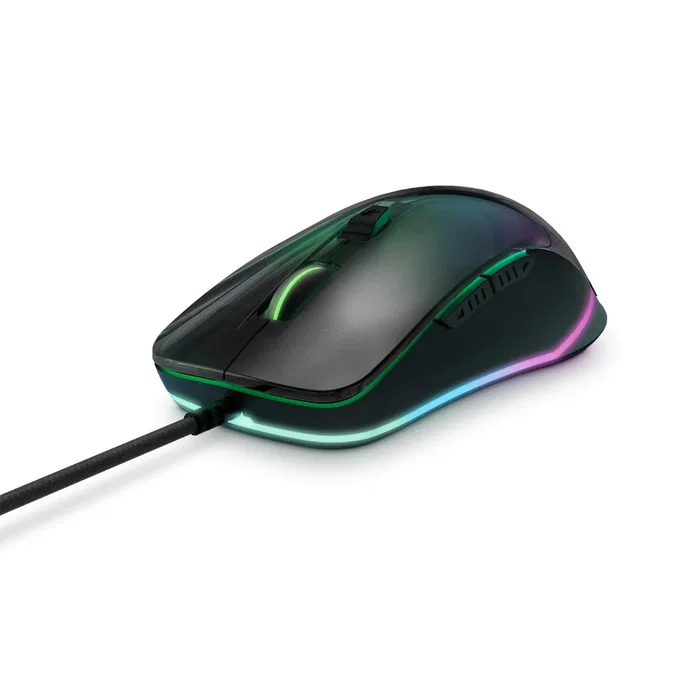 Energy Sistem Ratón Gaming ESG M3 Neon Negro Ergonómico para Diestros con RGB, Sensor Óptico 7200 DPI, 6 Botones Programables y Cable USB Trenzado 1.5m