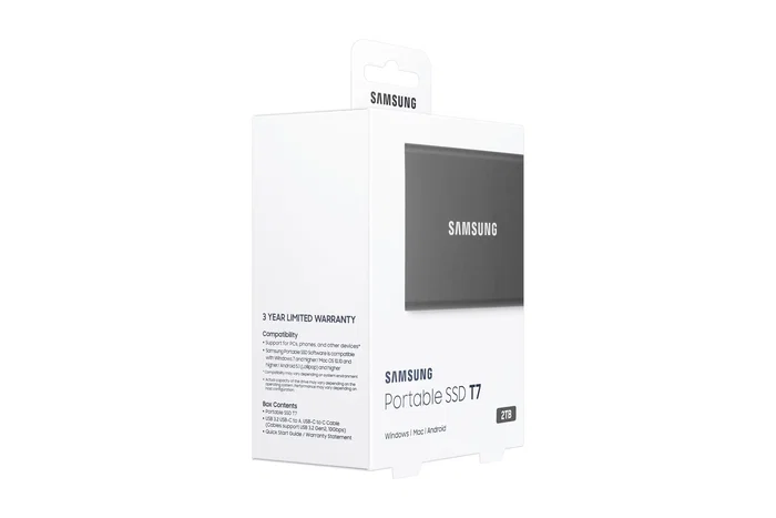 Samsung Portable SSD T7 2 TB USB 3.2 Gen 2 Gris Titanio - Hasta 1050 MB/s, USB-C, Resistente a Caídas, Encriptación AES 256-bit