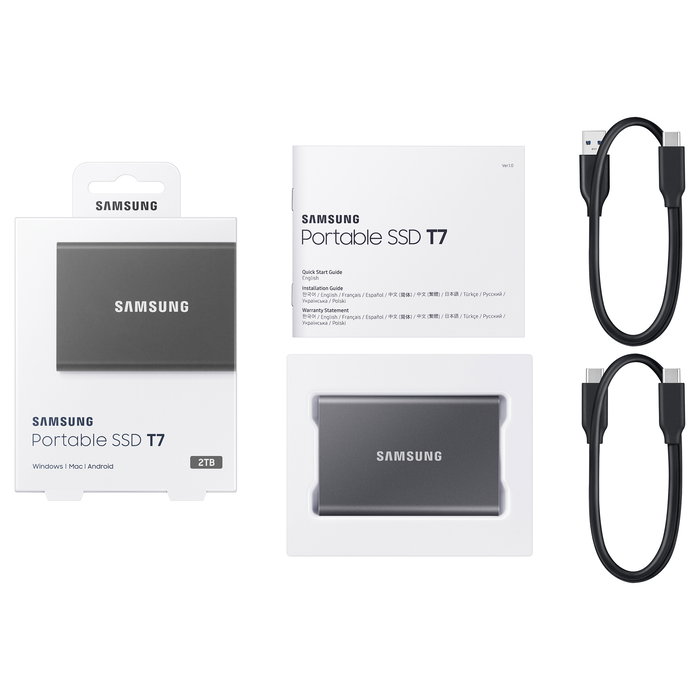Samsung Portable SSD T7 2TB USB 3.2 Gen2 Gris 1050MB/s Samsung Portable SSD T7 2TB USB 3.2 Gen2 Gris 1050MB/s