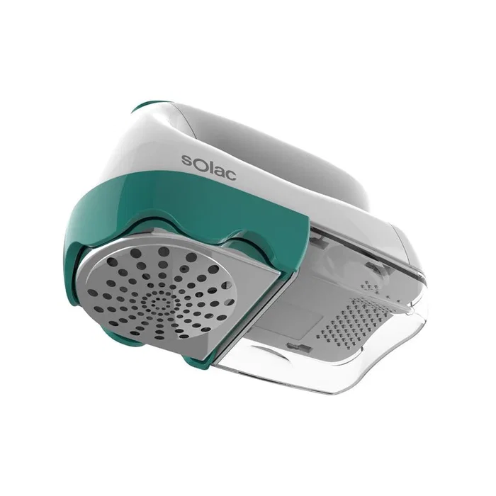 Solac Quitapelusas Inalámbrico Q609 - Funciona a Pilas y a Red, con Cabezal Amplio y 3 Niveles, Fácil Limpieza con Depósito Extraíble, Color Azul y Blanco