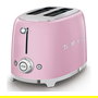 SMEG TSF01PKEU Tostador de 2 Rebanadas, Acero Inoxidable, Color Rosa Cadillac, 950 W, Control por Botones, Función Descongelar y Recalentar