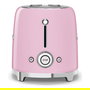 SMEG TSF01PKEU Tostador de 2 Rebanadas, Acero Inoxidable, Color Rosa Cadillac, 950 W, Control por Botones, Función Descongelar y Recalentar
