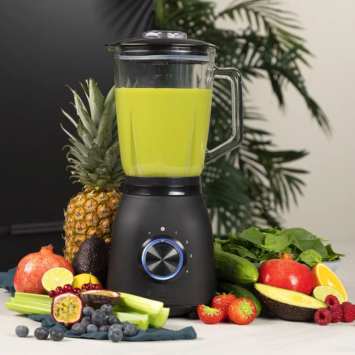 Princess Batidora de vaso Black Steel 212092, 1,5 L, 1000 W, Negro