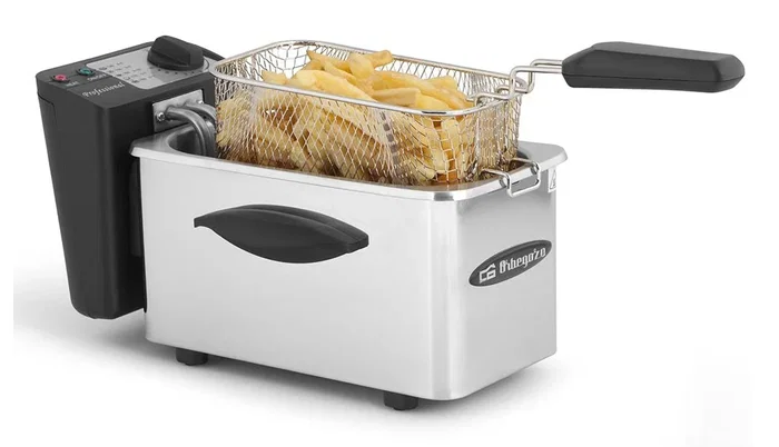 Orbegozo FDR-16 Freidora Sencilla, 1500 W, Capacidad 1.5 Litros, Acero Inoxidable, Termostato Ajustable, Tapa y Tazón Extraíbles para Fácil Limpieza