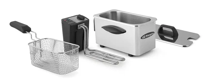 Orbegozo FDR-16 Freidora Sencilla, 1500 W, Capacidad 1.5 Litros, Acero Inoxidable, Termostato Ajustable, Tapa y Tazón Extraíbles para Fácil Limpieza