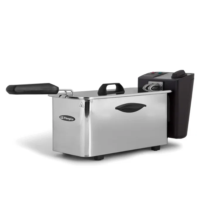 Orbegozo FDR 25 Freidora de Acero Inoxidable 2.5 Litros - 2000W, Termostato Regulable, Indicador Luminoso y Tapadera Extraíble
