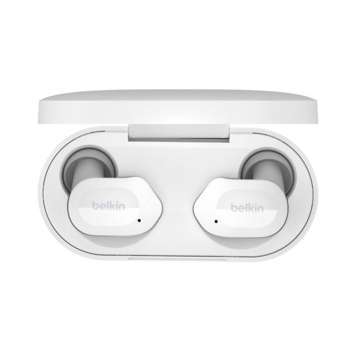 Belkin AUC005btWH Soundform Play Auriculares Inalámbricos True Wireless, Bluetooth 5.2, Resistencia IPX5, Hasta 38h Autonomía, Blanco