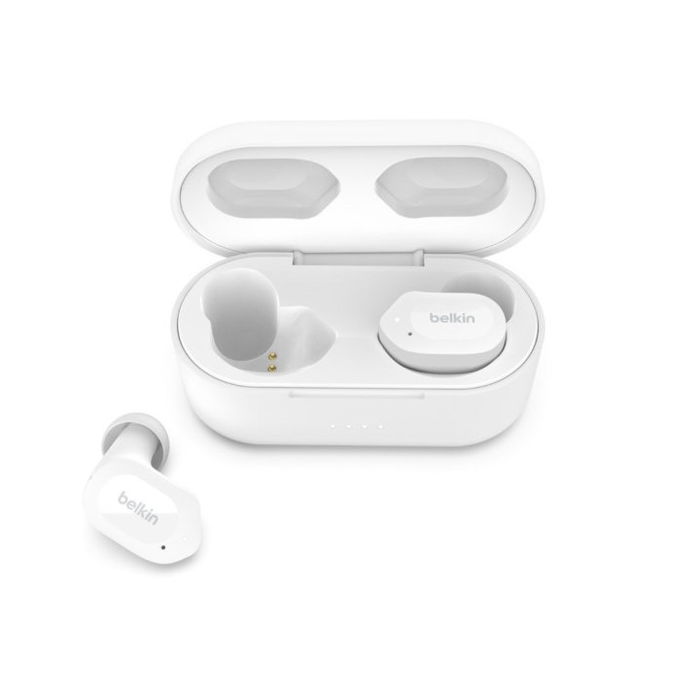 Belkin AUC005btWH Soundform Play Auriculares Inalámbricos True Wireless, Bluetooth 5.2, Resistencia IPX5, Hasta 38h Autonomía, Blanco