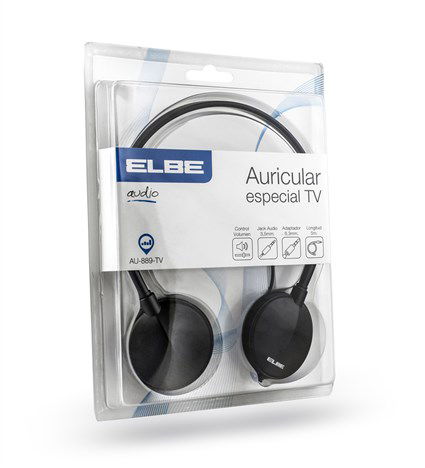 Elbe Auriculares Diadema AU-889-TV Especiales TV Cable 5 Metros con Regulador de Volumen