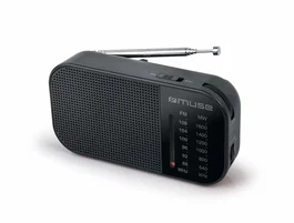 Muse M-025 R Radio Portátil Analógica AM/FM, Banda FM 88-108 MHz, Negro, Con Altavoz Integrado y Control de Volumen Giratorio