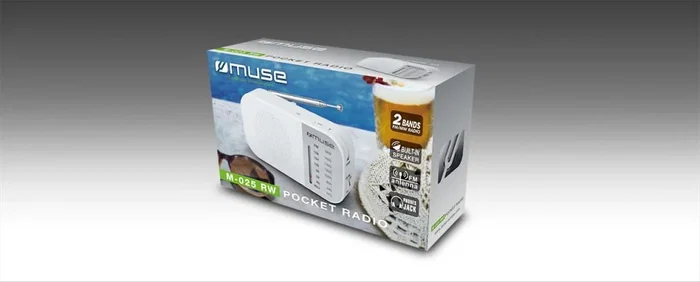 Muse M-025 RW - Radio Portátil Analógica con Sintonizador FM/MW (88-108 MHz), Color Blanco, Altavoz Integrado y Control de Volumen Giratorio