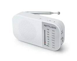 Muse M-025 RW Radio Portátil Analógica, Blanco, con Sintonizador FM/MW (88-108 MHz), Altavoz Integrado y Control de Volumen Giratorio