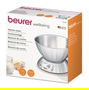 Beurer KS-54 Balanza de Cocina de Acero Inoxidable con Bol, Termómetro, Temporizador y Función Tara