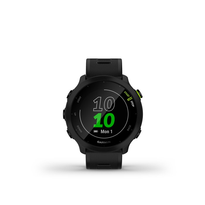 Garmin Forerunner 55 - Reloj GPS Inteligente Deportivo para Running con Monitor Cardíaco en Muñeca, Pantalla Color, Seguimiento de Estrés y 2 Semanas de Batería, Color Negro