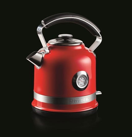Ariete 2854/00 Hervidor Eléctrico Moderna Rojo 1.7 Litros Acero Inoxidable Termómetro Apagado Automático Diseño Elegante Objeto de Cocina